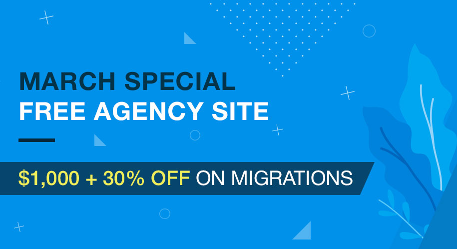 Free agency site with $1,000+30% off on migrations
